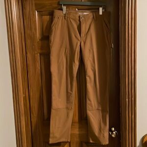 Carhartt Jeans Pants Womens 12 Brown Rugged Flex Relaxed Fit Double Front Work